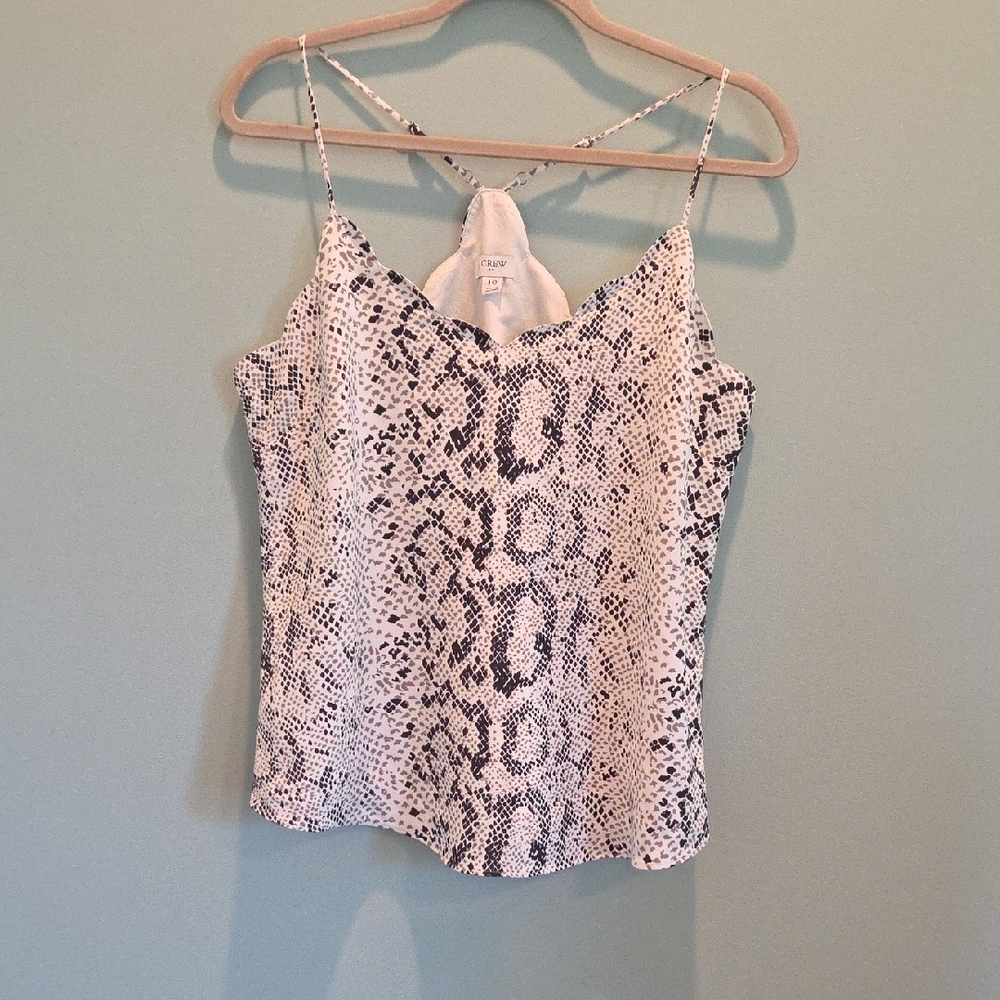 J.Crew Snake Print Camisole Tank Top Size 10 Black, Gray And White